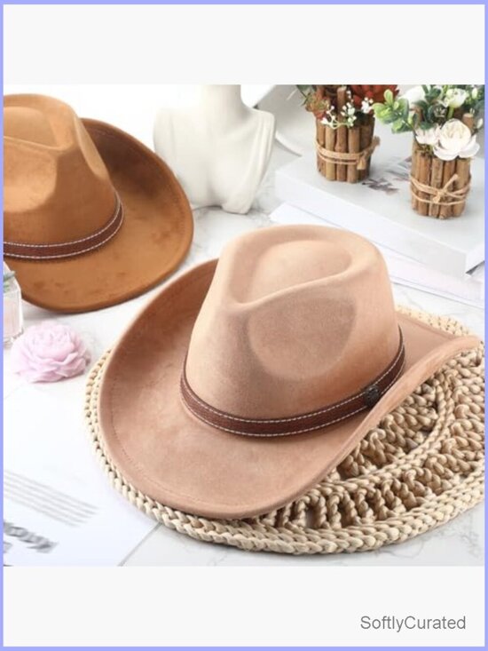 Vintage Style Felt Cowboy Hats with Belt Buckle Unisex Western Costume Hat 4 main image 5